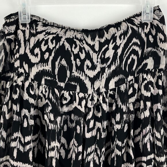 Nine West Flare Skirt Size 6 Elastic Waist 28in Black Gray Pull On Lined Silk - Picture 7 of 9